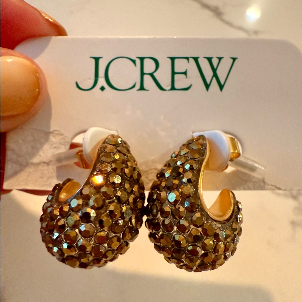 J. Crew Gold Textured Hoop Earrings NWT